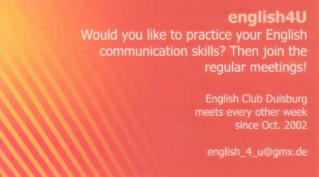Bild: English Club Duisburg - auch 2013 jeden zweiten Mittwoch