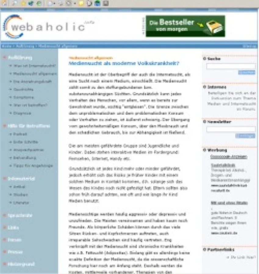 Sreenshot von webaholic.info