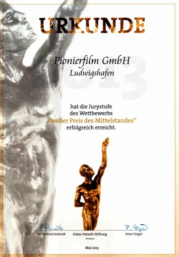 Bild: Filmproduzent Pionierfilm erreicht nächste Stufe beim Großen Preis des Mittelstandes 2013