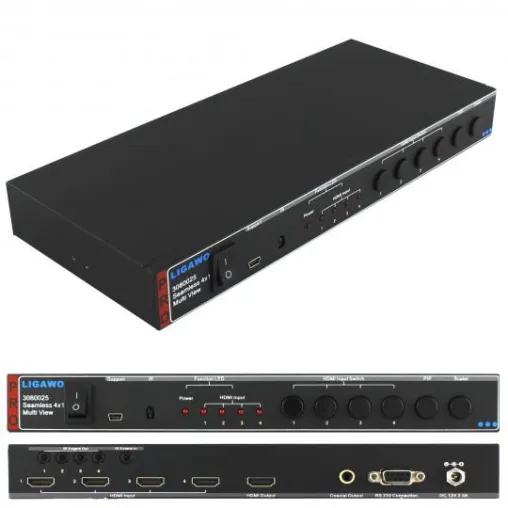 Bild: Der neue 4x1 HDMI Switch von Ligawo: Verzögerungsfreies Umschalten und Multi View