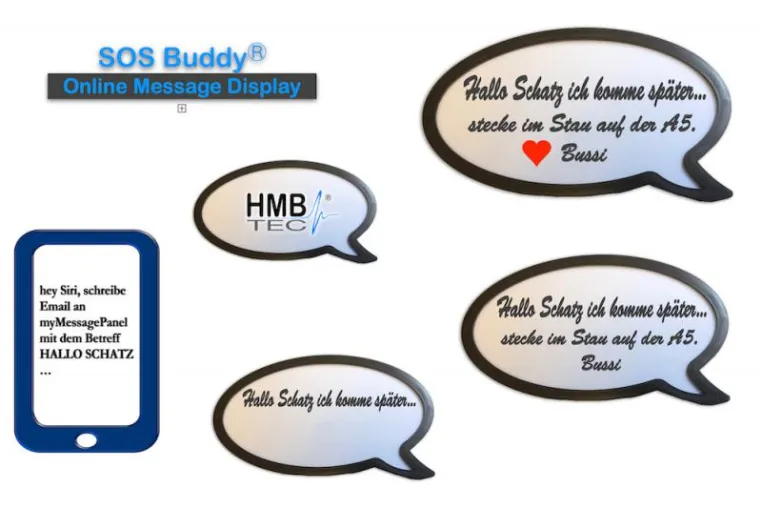 Bild: „SOS Buddy" Online Message Display für Text- und Sprachnachrichten