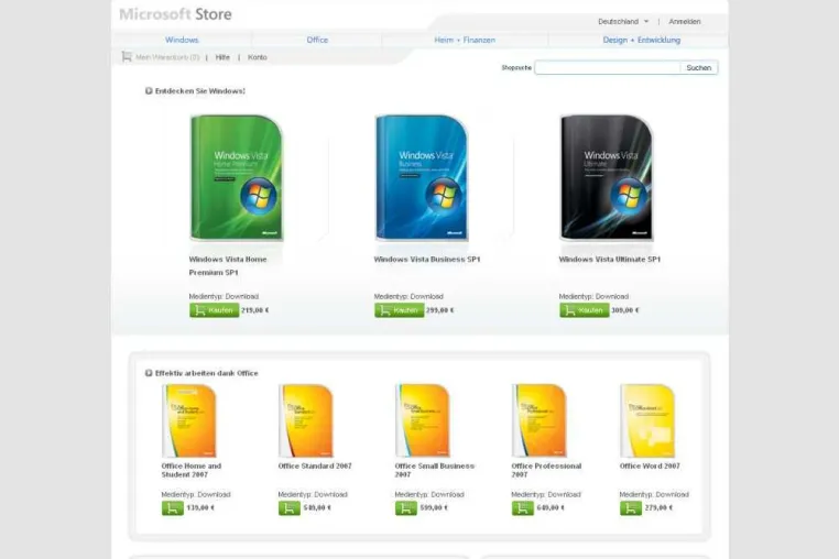 Bild: Neuer Microsoft Store online mit contentXXL und Commerce Server