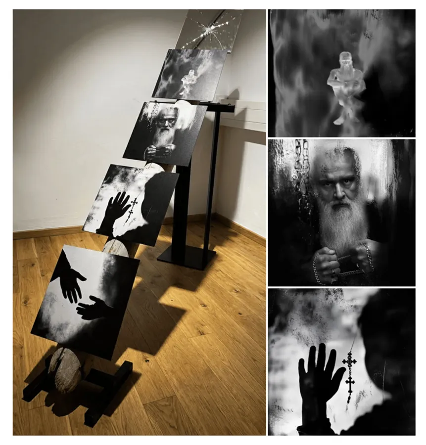 Holzobjekt: Broken - Materialien: Treibholz, Fotografie, Metall, Alu-Dibond, Spiegel (© EULENBERGH)