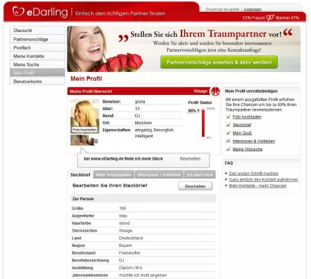 “Giulia Siegel in Love“ mit eDarling - Lebenslange gratis Premium-Mitgliedschaft für Giulia und Marcus Bild: “Giulia Siegel in Love“ mit eDarling - Lebenslange gratis Premium-Mitgliedschaft für Giulia und Marcus