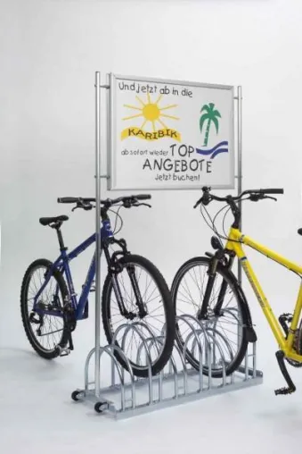 Bild: Fahrradständer von WSM im Verkaufsprogramm von ORANGE Werbetechnik aufgenommen