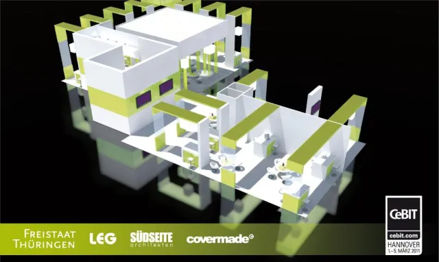 Bild: SÜDSEITE-architekten realisieren Gemeinschaftsstand des Freistaates Thüringen auf der CeBIT 2011