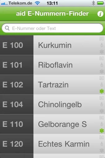 Bild: aid E-Nummern-Finder als App: Durchblick bei Lebensmittelzusätzen