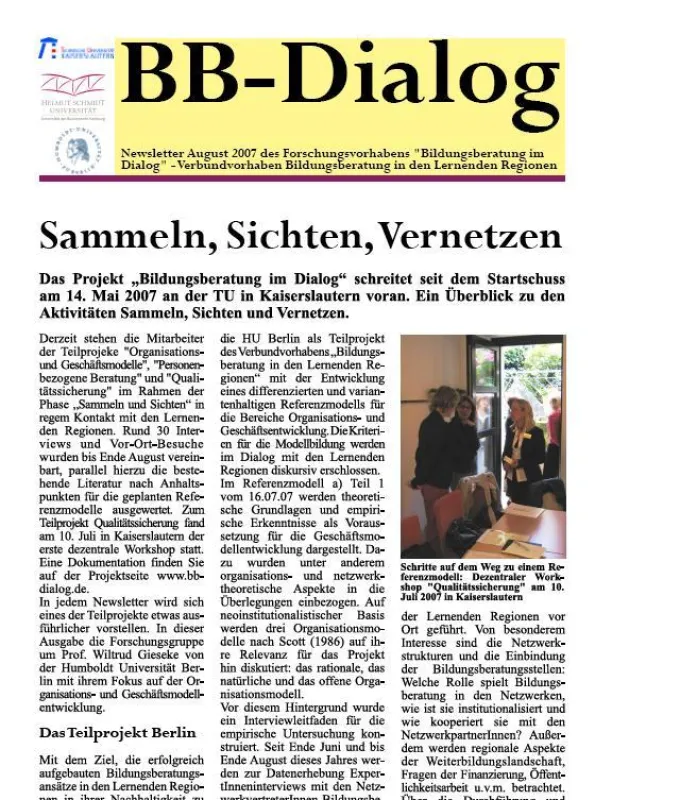 Der Newsletter des Projekts \
