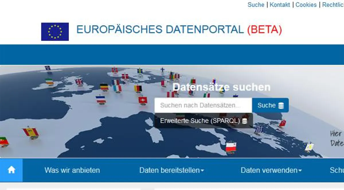 Homepage des European Data Portals. Quelle: www.europeandataportal.eu