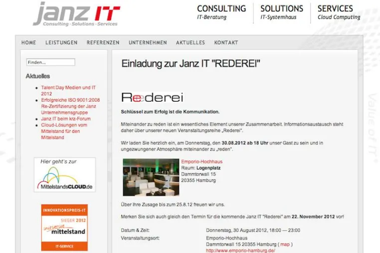 Bild: Systemhaus Hamburg Janz IT lädt Partner zum Austausch ein