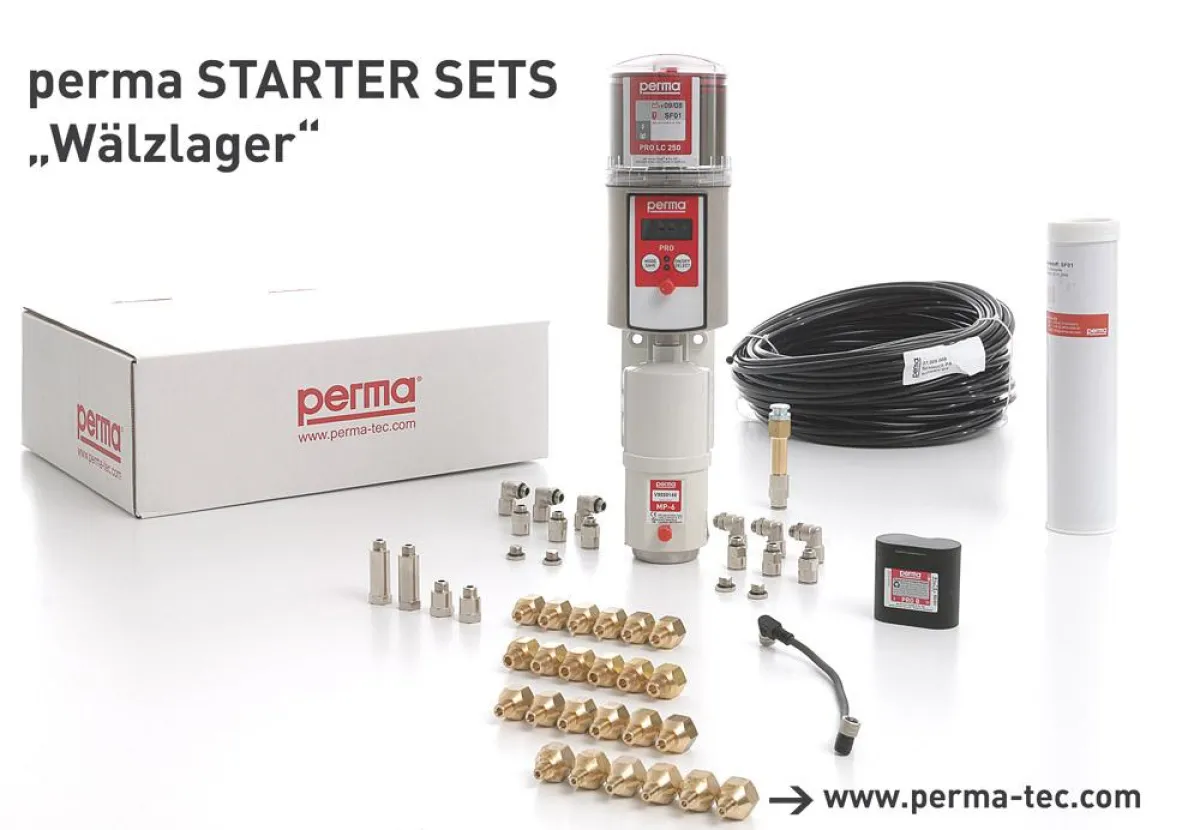 Die neuen STARTER SETS von perma-tec. Schmiersysteme, Anschlussteile und Schlauchleitungen konfektioniert in einer Verpackung. Ideal für den Instandhalter
