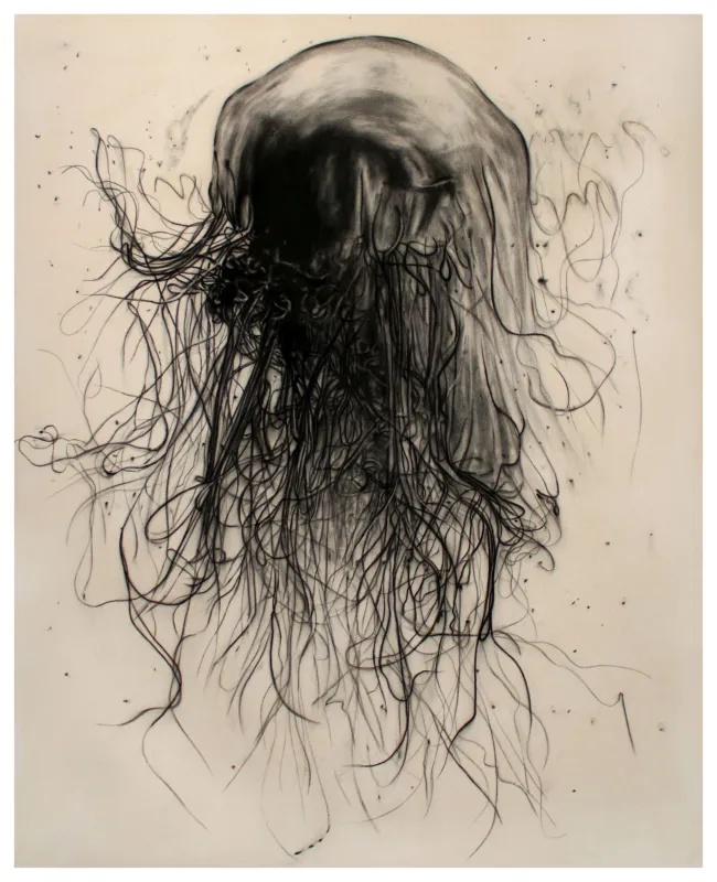 Stefan à Wengen Personal Queen 1, 2023 charcoal on canvas 200 x 160 cm | 78 3/4 x 63 in