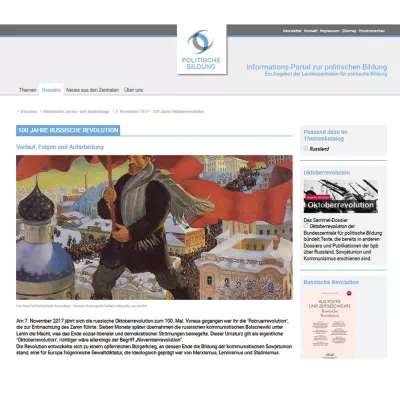 Bild: Online-Dossier „100 Jahre Russische Revolution“ auf dem Informations-Portal zur politischen Bildung“