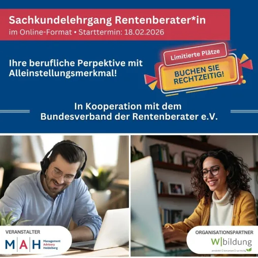 Bild: Sachkundelehrgang zur/zum Rentenberater*in startet im Februar 2026