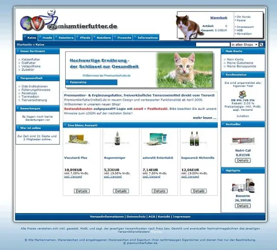 Premiumtierfutter(mittel).de, eine der am längsten im deutschsprachigen Raum bestehenden Online Tierapotheken Bild: Premiumtierfutter(mittel).de, eine der am längsten im deutschsprachigen Raum bestehenden Online Tierapotheken