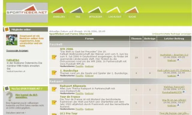 Pünktlich zur WM 2006- Sportfieber.net, das Forum für alle Sportbegeisterten geht an den Start Bild: Pünktlich zur WM 2006- Sportfieber.net, das Forum für alle Sportbegeisterten geht an den Start