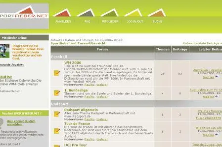 Bild: Pünktlich zur WM 2006- Sportfieber.net, das Forum für alle Sportbegeisterten geht an den Start