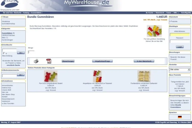 Bild: Die STAPIS GmbH präsentiert das Onlineshopsystem My-Warehouse in Version 1.2.9.