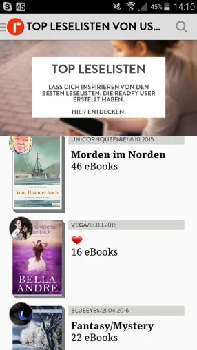 Bild: Wertvoller Trend für Verlage, Communities & Leser: Leselisten! readfy User pflegen mehr als 60.000 Leselisten