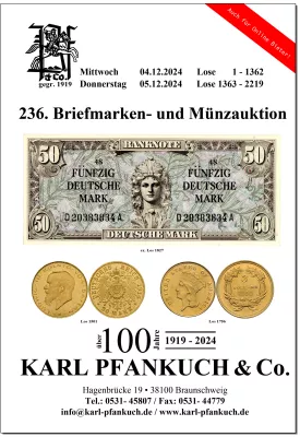 236. Pfankuch Auktion für Briefmarken, Münzen und Postgeschichte Bild: 236. Pfankuch Auktion für Briefmarken, Münzen und Postgeschichte