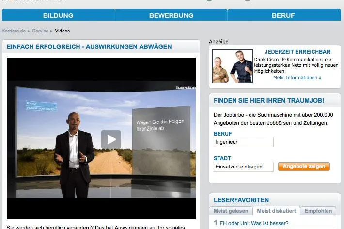karriere.de - Neues Videoportal mit Erfolgs-Coachings von myvolutionmedia Bild: karriere.de - Neues Videoportal mit Erfolgs-Coachings von myvolutionmedia
