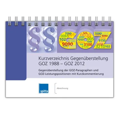 Bild: Kurzverzeichnis Gegenüberstellung GOZ 1988 – GOZ 2012