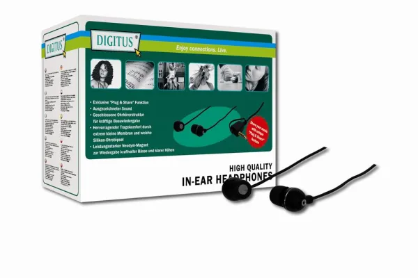 Bild: Geteilter Sound ist doppelter Sound - DIGITUS Kopfhörer mit Plug & Share Funktion