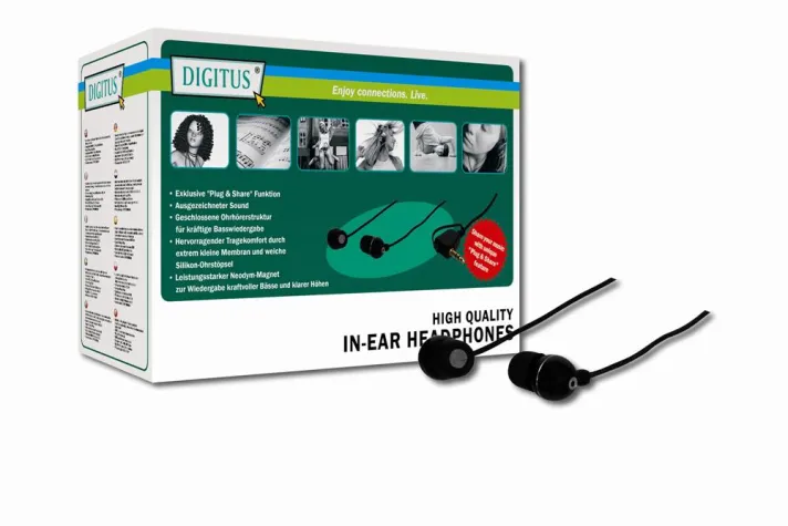 Bild: Geteilter Sound ist doppelter Sound - DIGITUS Kopfhörer mit Plug & Share Funktion