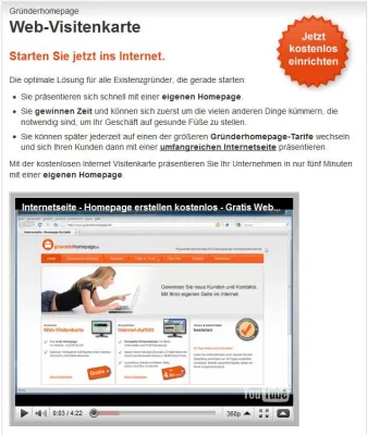 Bild: Video-Anleitung für Existenzgründer und Kleinunternehmer: Kostenlose Homepage einrichten