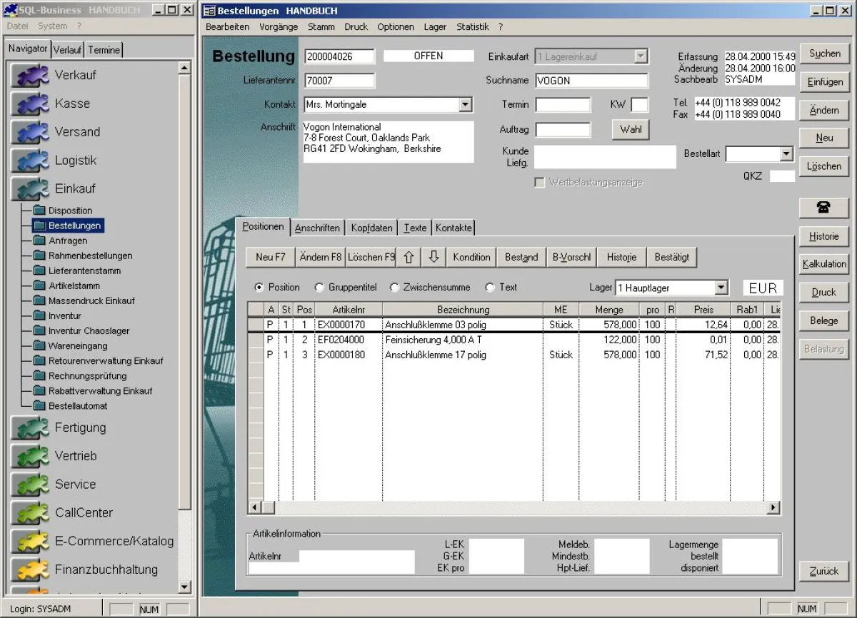 Automatischer Einkauf mit der ERP-Software SQL-Business von Nissen & Velten