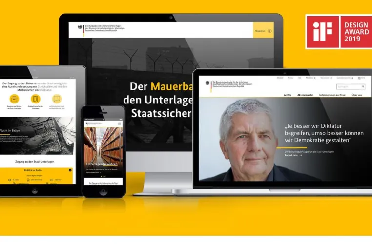 Bild: 3pc gewinnt iF Design Award für BStU-Website