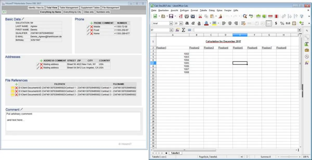 HissenIT Stammdaten, Demo: Dateiverweise - Excel Sheets