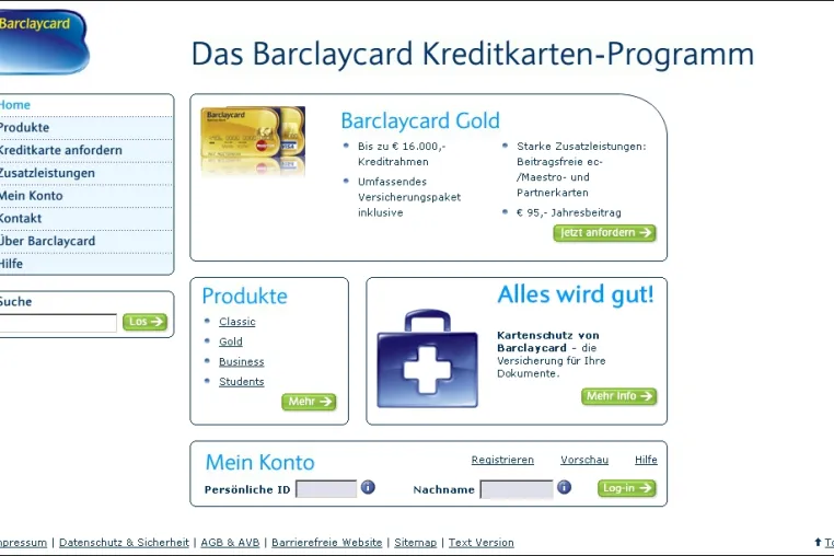 Bild: Relaunch der internationalen Barclaycard-Websites durch die sh&r Werbeagentur GmbH