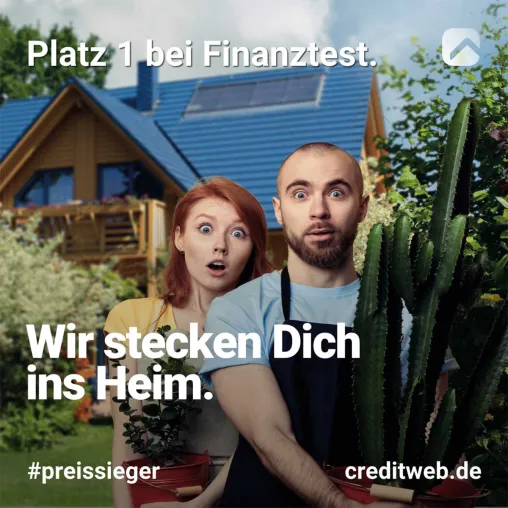 Bild: Ausgezeichnet von Stiftung Warentest – Baufinanzierer creditweb landet im Zinsvergleich auf Platz 1