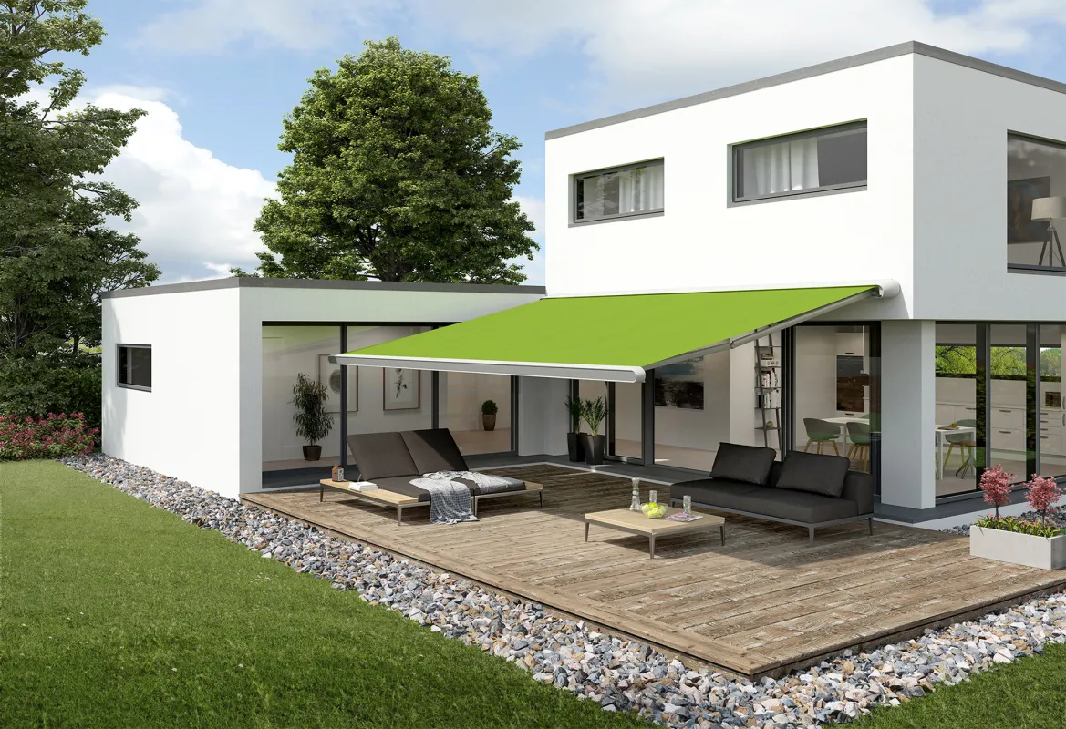 Die „MX-1 compact“ von markilux ist eine Markise für Liebhaber von gutem Design und moderner Technik (© markilux)