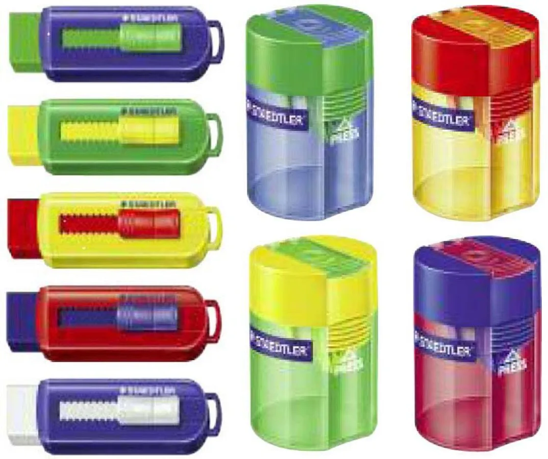 STAEDTLER Radierer und Spitzdosen in frühlingsfrischen Farben