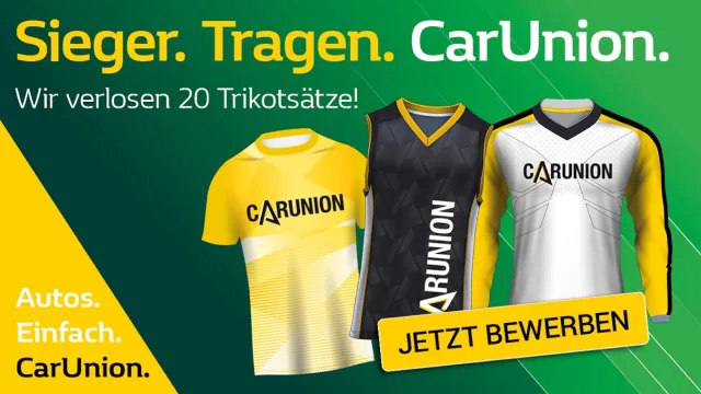 Bild: Sieger. Tragen. CarUnion. – CarUnion startet Trikotaktion 2025
