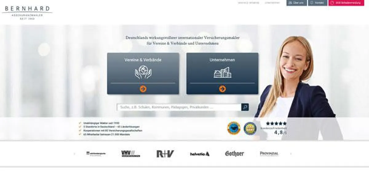 Die neu gestaltete Website von BERNHARD Assekuranzmakler