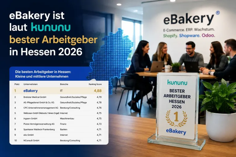 eBakery - laut kununu best-bewerter Arbeitgeber in Hessen 2026 Bild: eBakery - laut kununu best-bewerter Arbeitgeber in Hessen 2026