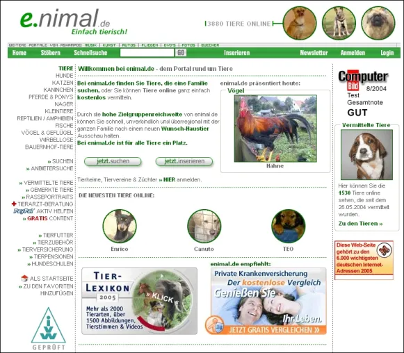 Bild: enimal.de: Größte deutsche IVW*-geprüfte Website aus dem Tierbereich