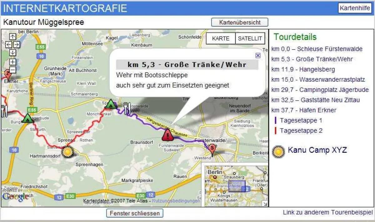 Internetkarte mit Google Maps