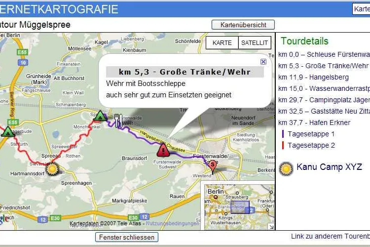 Kanutouren mit Google Maps API Bild: Kanutouren mit Google Maps API