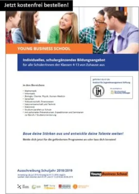 Schulergänzende Förderung von MINT bis Wirtschaft – Jetzt Beratungsmaterial für Ihre Schule bestellen! Bild: Schulergänzende Förderung von MINT bis Wirtschaft – Jetzt Beratungsmaterial für Ihre Schule bestellen!