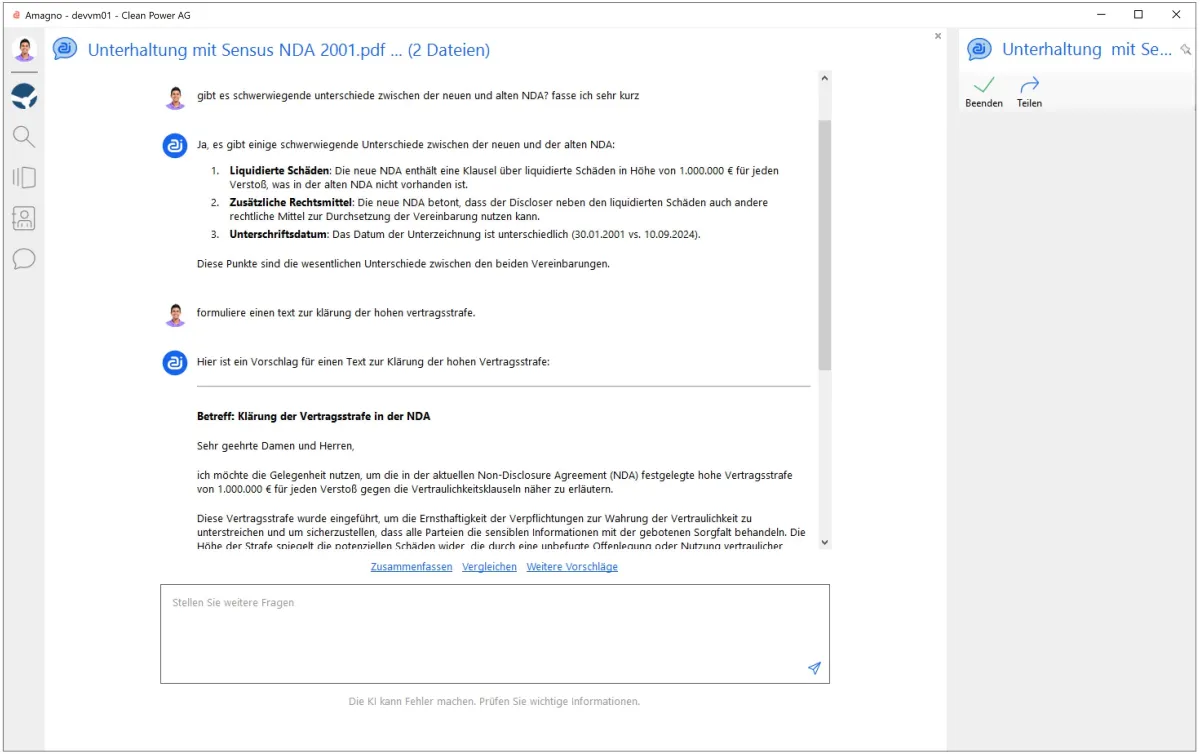 Screenshot des Chats mit Amagno.AI (© Amagno)