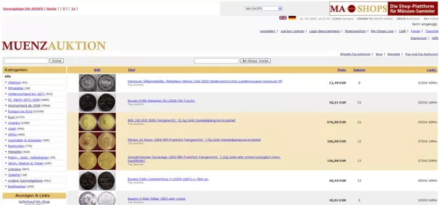 Bild: Münzen bei Muenzauktion.com - Muenzen, Gold, Euromünzen, Medaillen