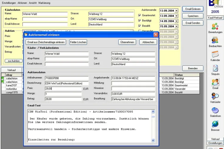 Bild: CDN Bay Office 2005 1.3: Das Office-Paket für alle eBay-Süchtigen