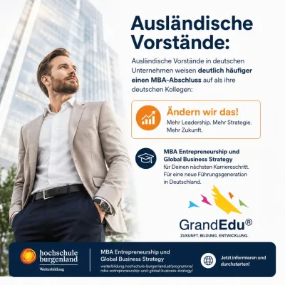 Bild: Mehr MBA-Kompetenz für deutsche Führungskarrieren: GrandEdu wirbt für internationale Managementbildung
