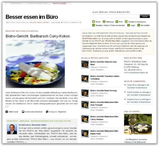Moderner Vertrieb - 'FRoSTA Büro Bistro' geht neue Wege im Online-Marketing Bild: Moderner Vertrieb - 'FRoSTA Büro Bistro' geht neue Wege im Online-Marketing