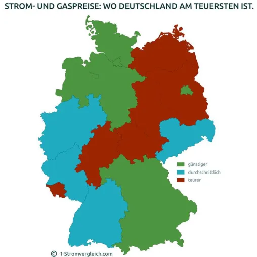 Gas- und Strompreise: Wo Deutschland am teuersten ist und wohin sich ein Umzug lohnt. Bild: Gas- und Strompreise: Wo Deutschland am teuersten ist und wohin sich ein Umzug lohnt.