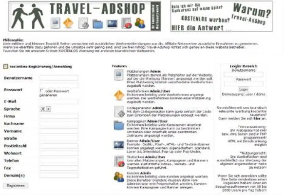 Bild: Kostenloser Tausch von Touristik Werbung mit dem Travel-AdShop System